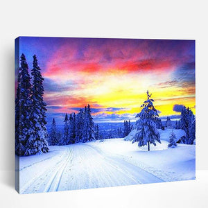 Sunset Snow Wonderland | Paint By Numbers