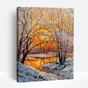 Snow Forest and Sunset | Paint By Numbers