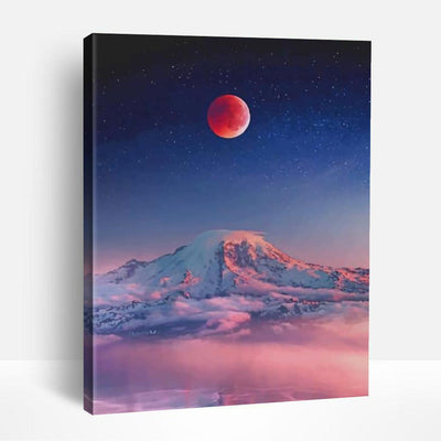 Red Moon and Snow Mountain | Paint By Numbers