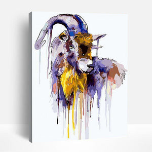 Goat in Ink Splatter | Paint By Numbers