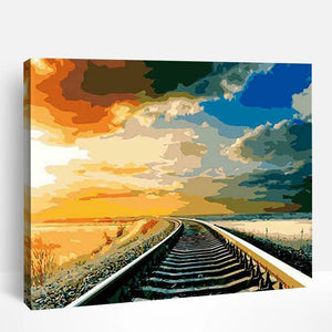 Sunset over Railway | Paint By Numbers