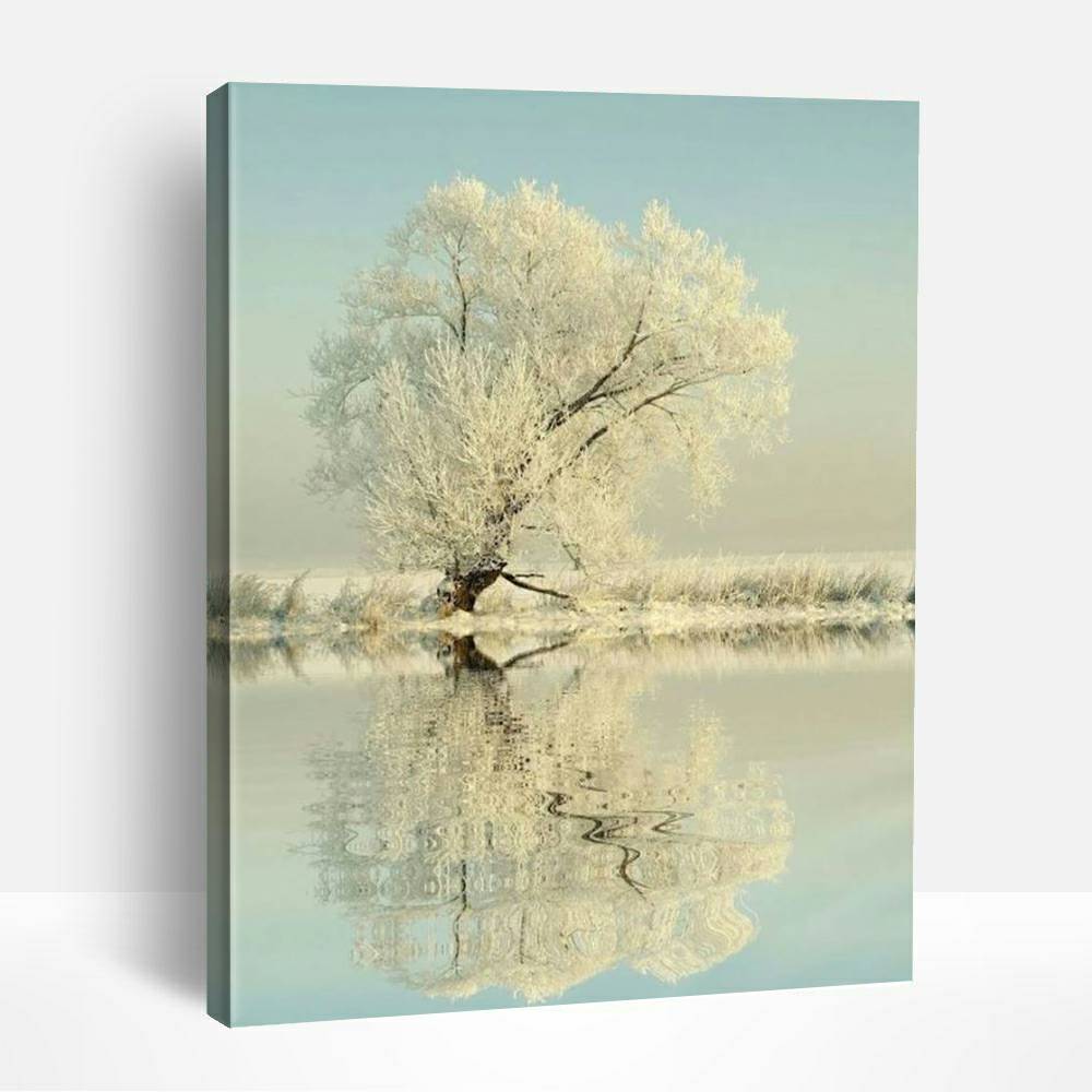 Winter Tree by the Lake | Paint By Numbers