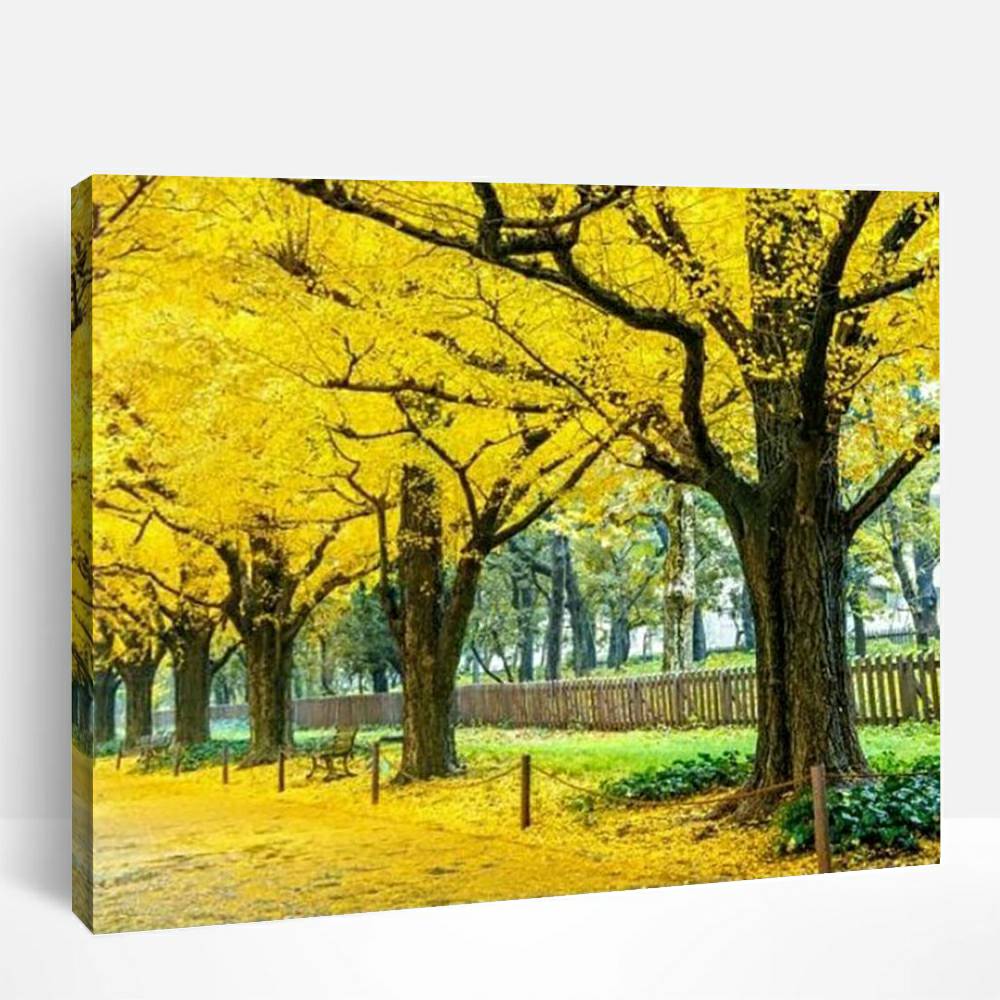 Yellow Ginkgo Trees | Paint By Numbers