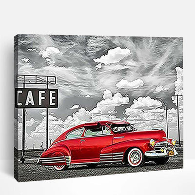 Vintage Red Car | Paint By Numbers