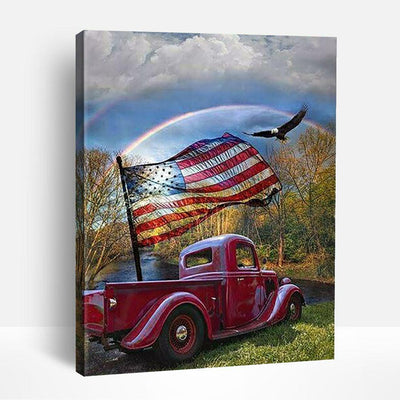 Eagle, Flag and Red Truck | Paint By Numbers